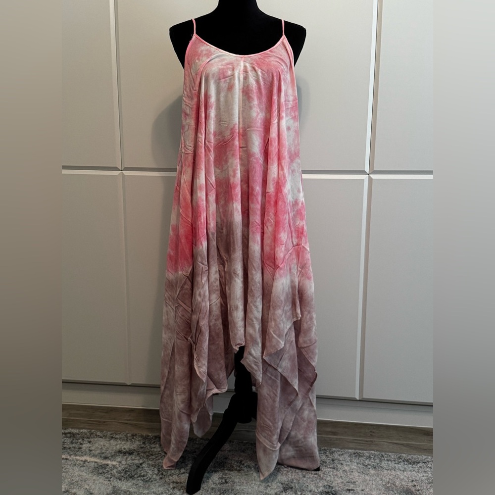 Raviya Pink and Cream Asymmetrical Dress/Swim Cover up